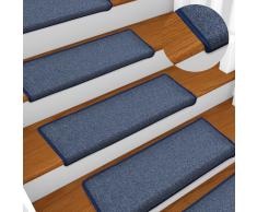 vidaXL Alfombras de peldaños de escalera 15 uds azul 65x25 cm