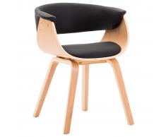 vidaXL Silla de comedor de madera curvada y cuero sintético negro