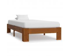 vidaXL Estructura de cama madera maciza pino marrón claro 90x200 cm