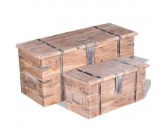 vidaXL Set de baúl de almacenamiento de madera de acacia 2 unidades