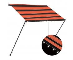vidaXL Toldo retráctil con LED naranja y marrón 150x150 cm
