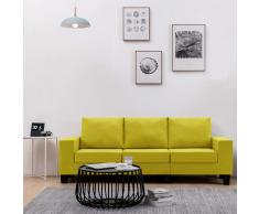 vidaXL Sofá de 3 plazas de tela amarillo