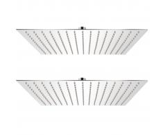 vidaXL Cabezal de ducha efecto lluvia 2 uds acero inoxidable 40x40 cm
