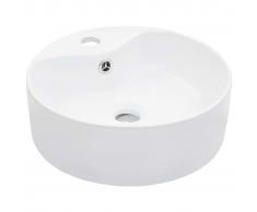 vidaXL Lavabo con rebosadero 36x13 cm cerámica blanco