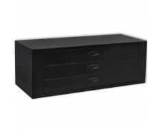 vidaXL Cajón de herramientas de metal con 3 cajones negro