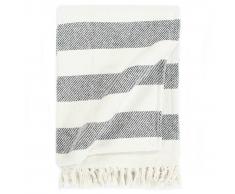 vidaXL Manta a rayas de algodón gris antracita 125x150 cm
