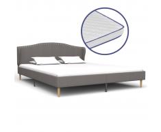 vidaXL Cama con colchón viscoelástico tela gris claro 160x200 cm