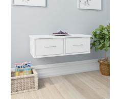 vidaXL Estante de cajones pared aglomerado blanco brillo 60x26x18,5 cm