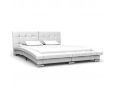 vidaXL Estructura de cama de cuero artificial blanco 200x140 cm