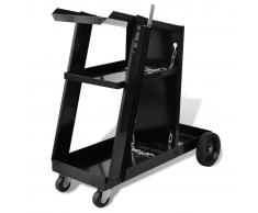 vidaXL Carro de soldadura negro con 3 estantes organizador de taller