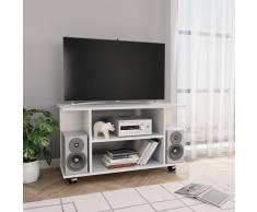vidaXL Mueble de TV con ruedas aglomerado blanco brillante 80x40x40 cm