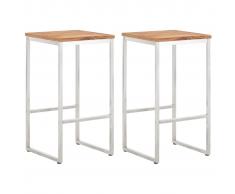 vidaXL Taburetes de bar 2 uds madera maciza acacia y acero inoxidable