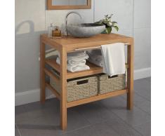 vidaXL Mueble de lavabo con 2 cestas madera teca maciza 74x45x75 cm