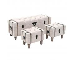 vidaXL Bancos de almacenamiento 3 piezas madera y acero 112x37x45 cm