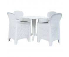 vidaXL Juego de comedor para jardín 5 piezas plástico blanco