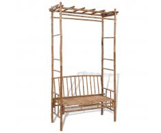 vidaXL Banco de jardín con pérgola 130 cm bambú