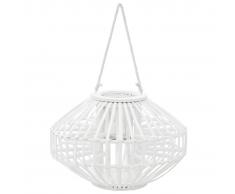 vidaXL Portavelas colgante de mimbre blanco
