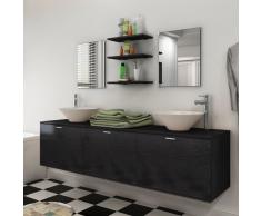 vidaXL Set muebles para baño con lavabo y grifo 10 uds Negro