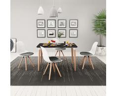vidaXL Conjunto de mesa de comedor y sillas 5 piezas negro y blanco