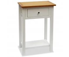 vidaXL Mesa auxiliar de madera maciza de roble 50x32x75 cm