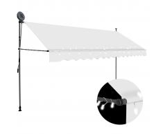vidaXL Toldo manual retráctil con LED color crema 350 cm