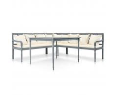 vidaXL Set muebles de jardín 4 pzas madera maciza acacia gris y blanco