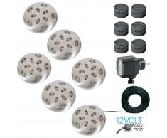 Luxform Focos empotrables de jardín Thalos 6 uds 12 V plateado 87665