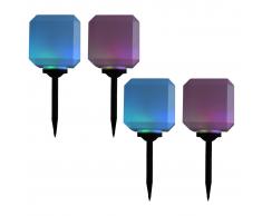 vidaXL Lámparas solares LED de exterior 4 uds. cúbicas 20 cm RGB