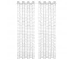 vidaXL Visillo de tejido a rayas 2 piezas blanco 140x245 cm