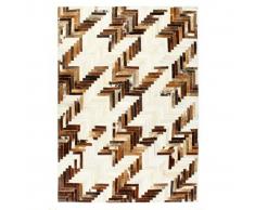 vidaXL Alfombra de almazuela de cuero peludo marrón/blanco 160x230 cm