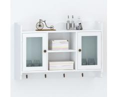 vidaXL Armario/Vitrina MDF de Pared para Libros/DVD/Cristalería (Blanco)