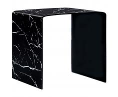 vidaXL Mesa de centro de vidrio templado negro mármol 50x50x45 cm