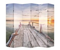 vidaXL Biombo divisor plegable 228x170 cm lago