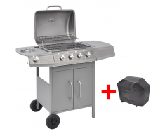 vidaXL Barbacoa grill de gas 4+1 quemadores plateada