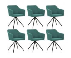 vidaXL Sillas de comedor giratorias 6 unidades tela verde