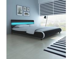 vidaXL Cabecero de Cama Negro con LED 180 cm y Colchón Espuma Viscoelástica