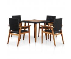 vidaXL Set de comedor de jardín 5 pzas ratán sintético negro y marrón
