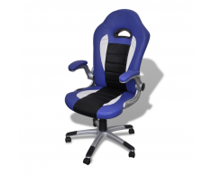 vidaXL Silla Azul De Oficina De Cuero Artificial Diseño Moderno