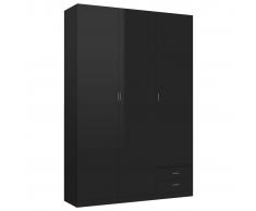 vidaXL Armario de 3 puertas aglomerado negro brillante 120x50x180 cm