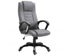 vidaXL Silla de oficina de cuero sintético gris antracita