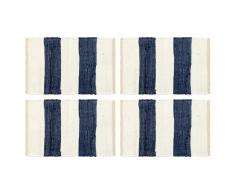 vidaXL Manteles individuales 4 uds Chindi a rayas azul blanco 30x45 cm