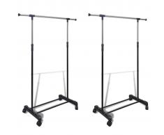 vidaXL Perchero Ajustable Para Ropa 1 Barra - 2 Piezas