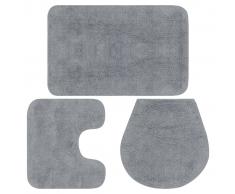 vidaXL Conjunto de alfombrillas de baño de tela 3 piezas gris