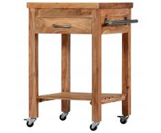 vidaXL Carrito de cocina de madera maciza de acacia 58x58x89 cm