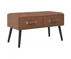 vidaXL Mesa de centro de cuero sintético marrón oscuro 80x40x46 cm