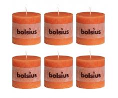 Bolsius Velas rústicas 100x100 mm 6 unidades naranjas