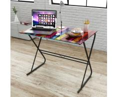 vidaXL Escritorio de cristal con estampado de arcoíris