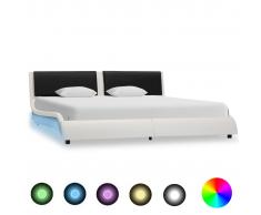 vidaXL Estructura cama con LED cuero sintético negro blanco 160x200cm