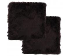 vidaXL Cojines de sillas 2 uds piel de oveja auténtica marrón 40x40 cm