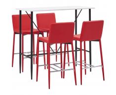 vidaXL Juego de mesa alta y taburetes 5 piezas cuero sintético rojo